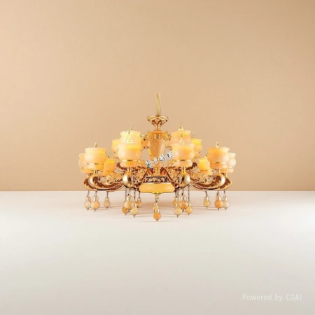 Golden carved multi-layer crystal bead decorated household chandelier, small chandelier, Nordic art lamp, Lantern Festival lamp Golden carved multi-layer crystal bead decorated household chandelier, small chandelier, Nordic art lamp, Lantern Festival lamp